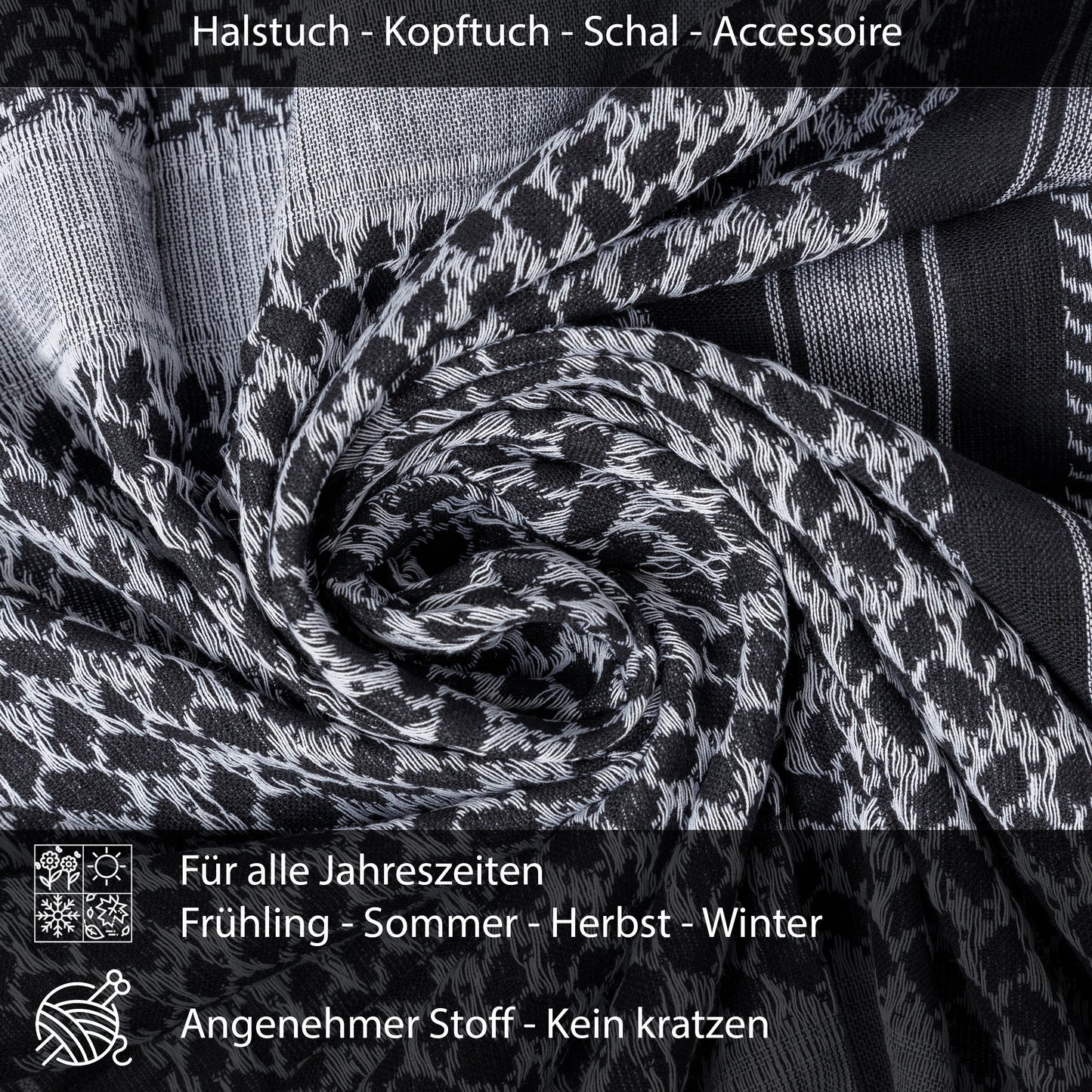 Palästinensertuch Shemagh Kufiya in Schwarz Weiß