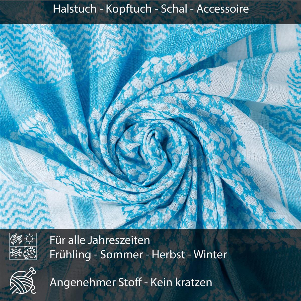 Palästinensertuch Shemagh Kufiya in Weiß Türkis