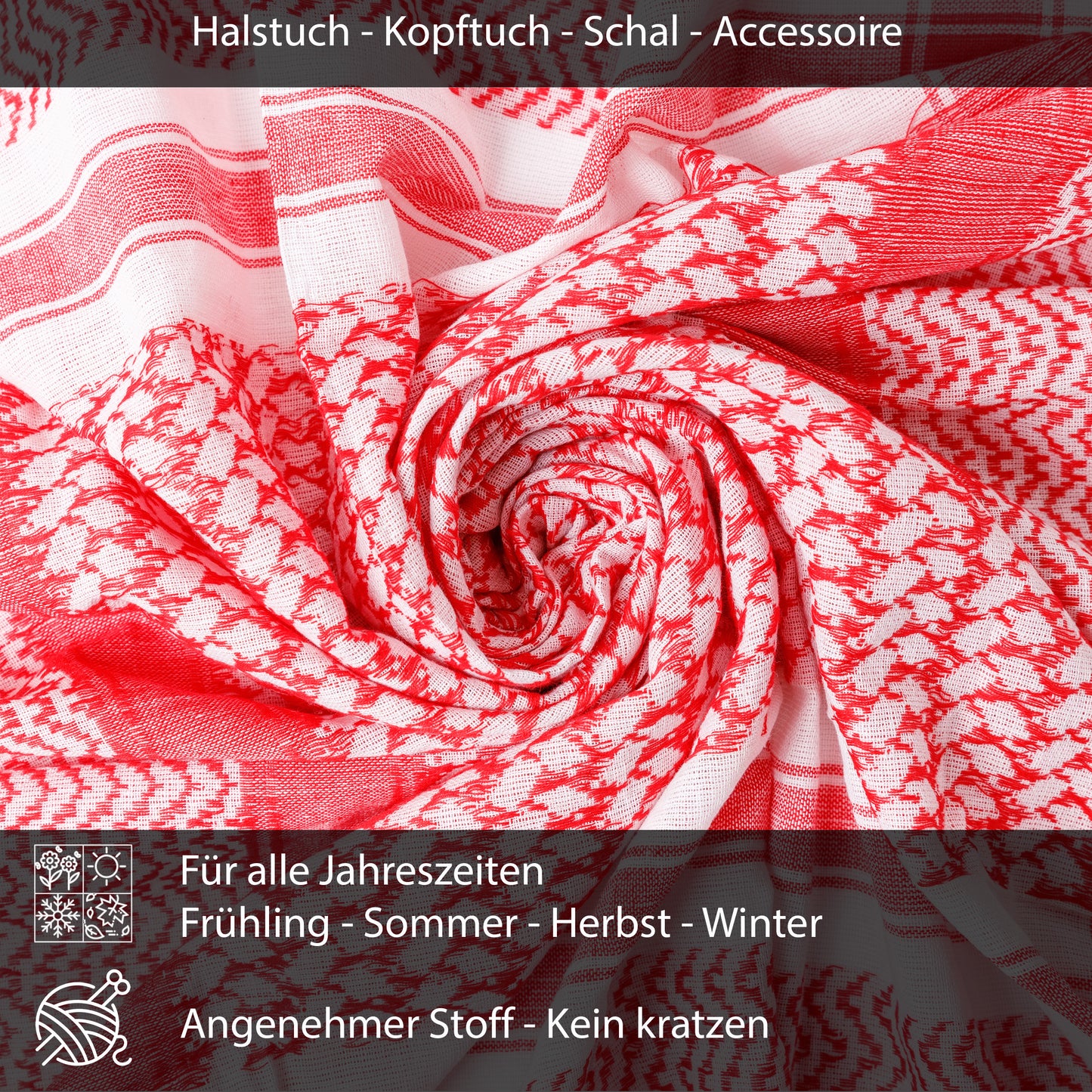 Palästinensertuch Shemagh Kufiya in Rot Weiß