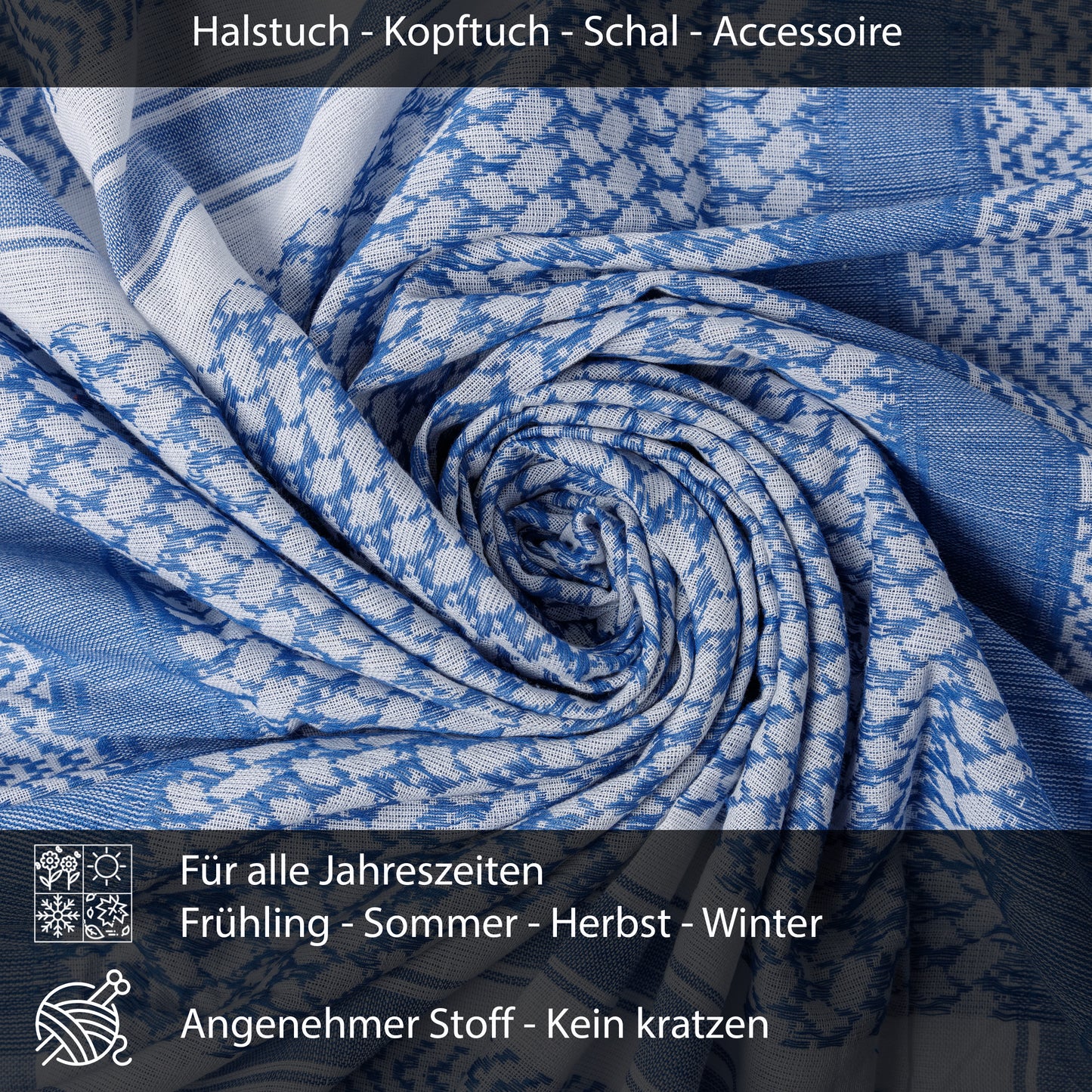 Palästinensertuch Shemagh Kufiya in Blau Weiß