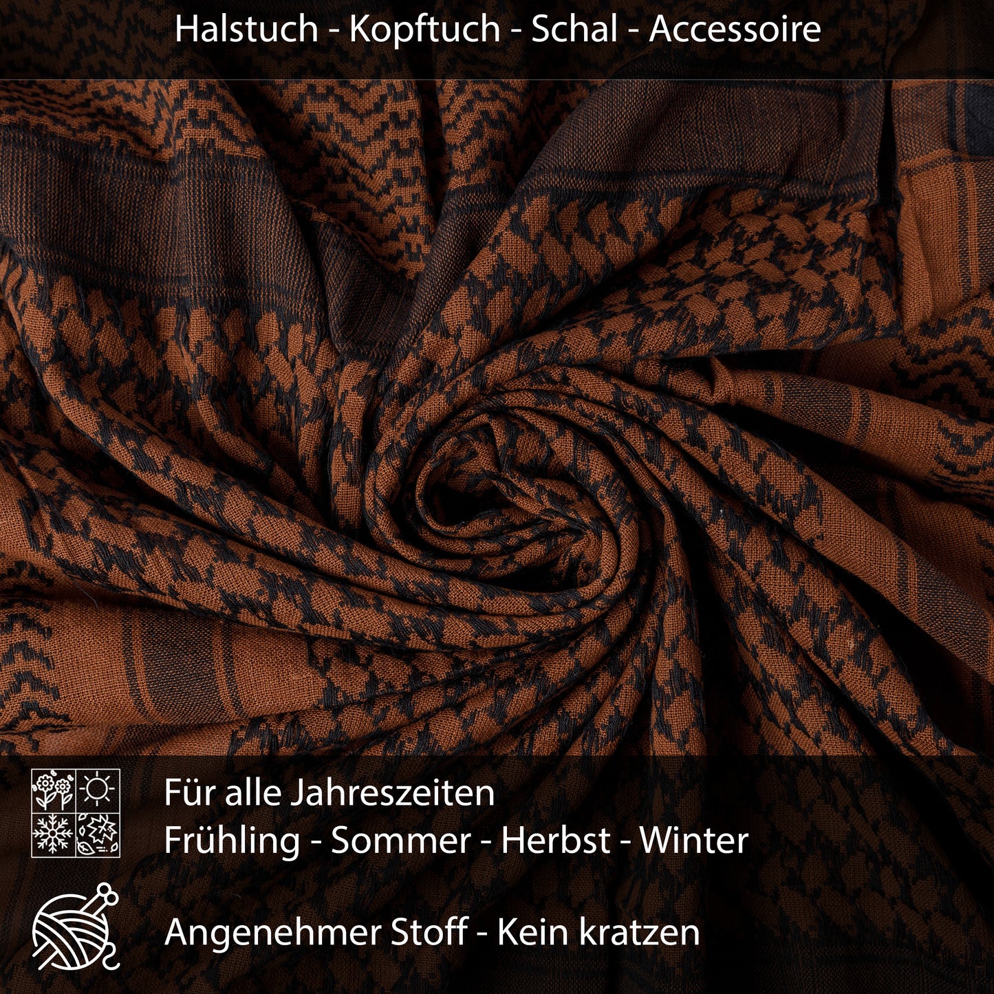 Palästinensertuch Shemagh Kufiya in Braun Schwarz