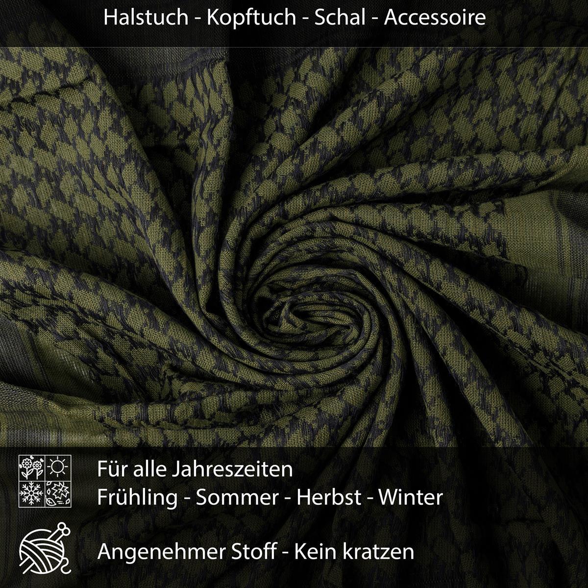 Palästinensertuch Shemagh Kufiya in Schwarz Olivgrün