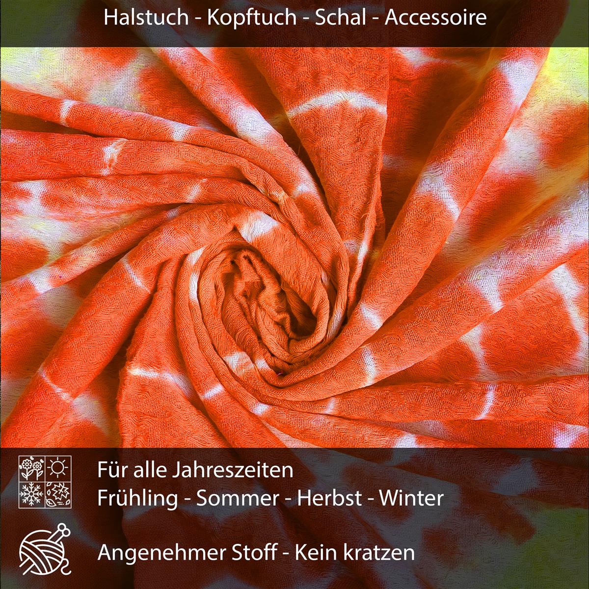 Palästinensertuch Shemagh Kufiya in Orange Gelb Tie Dye
