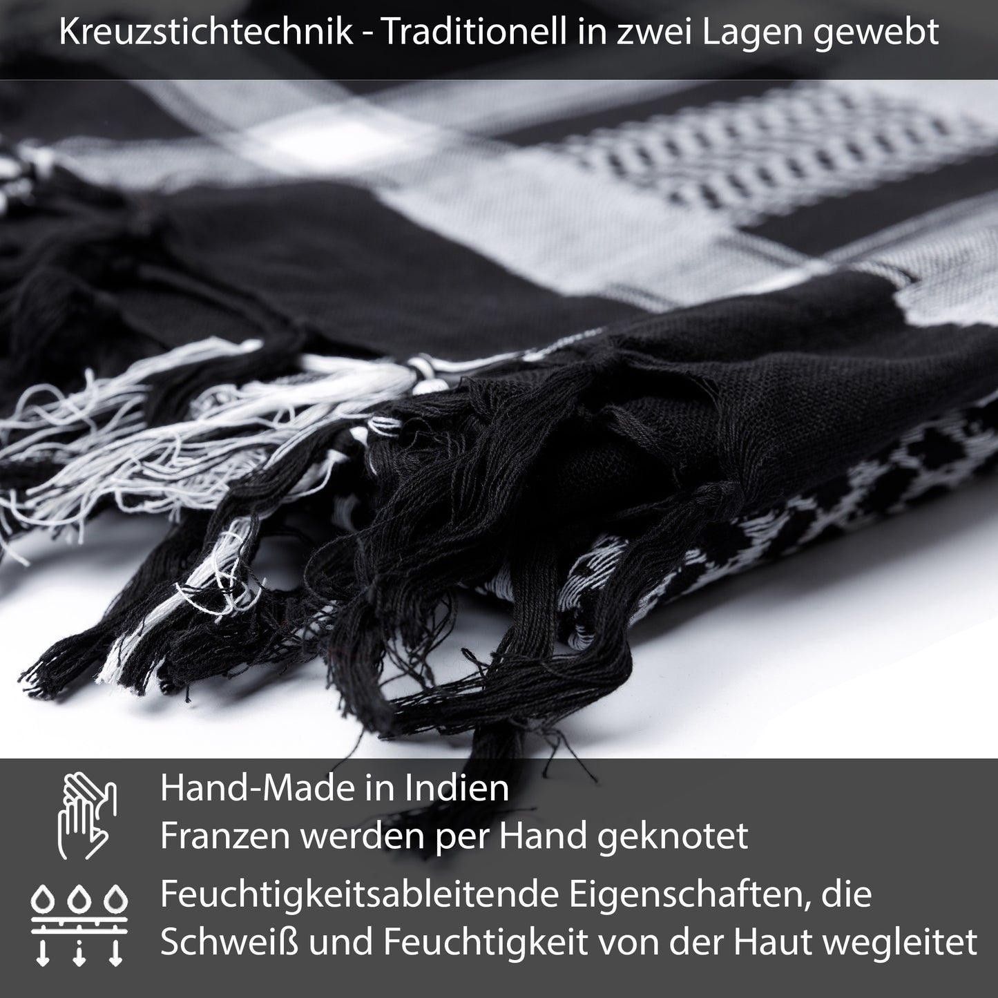 Palästinensertuch Shemagh Kufiya in Schwarz Weiß