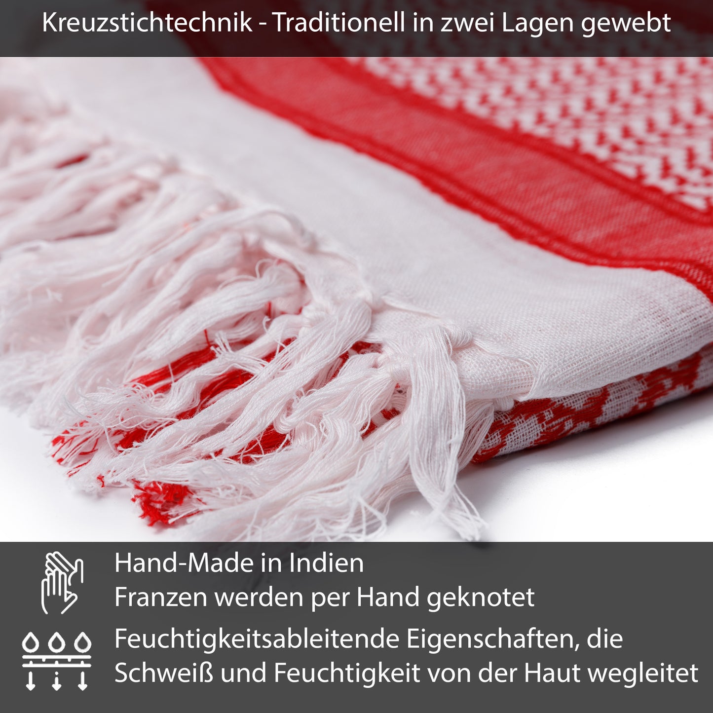 Palästinensertuch Shemagh Kufiya in Rot Weiß