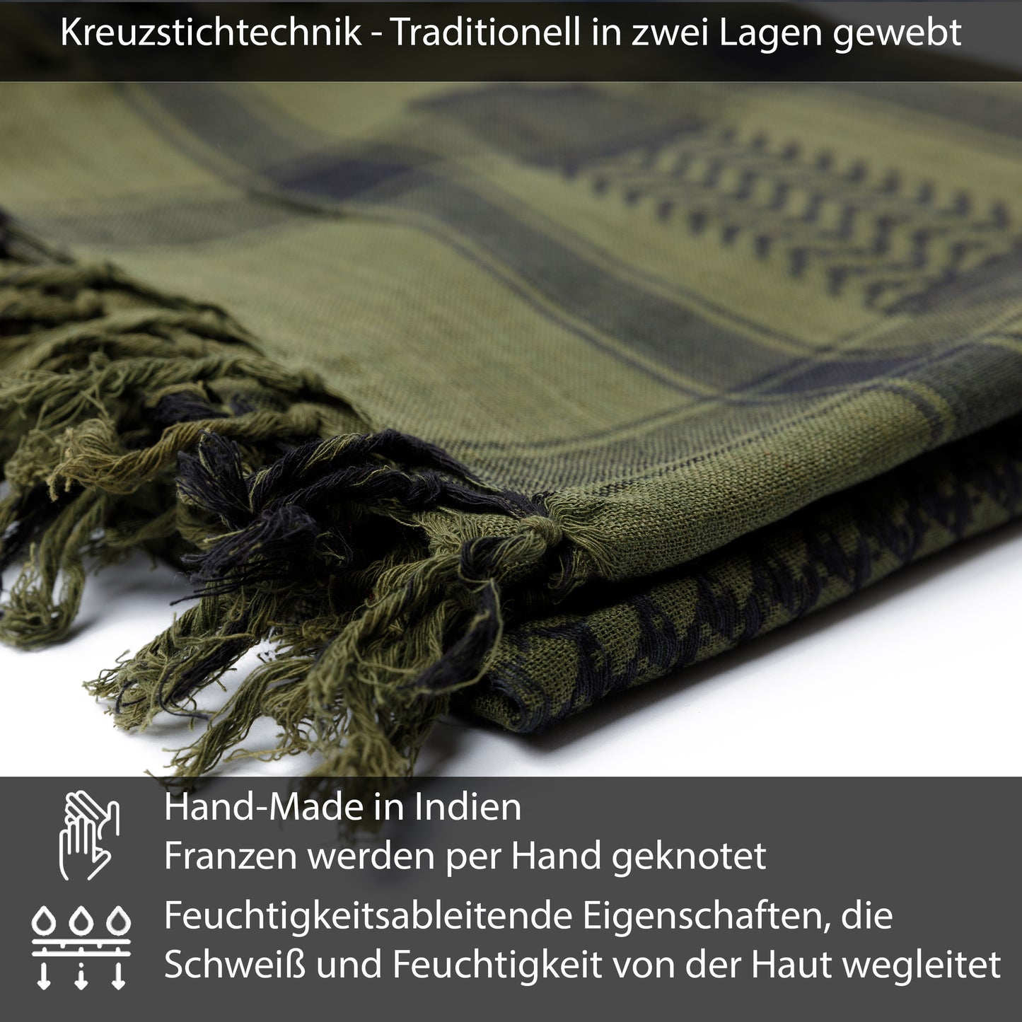 Palästinensertuch Shemagh Kufiya 3er Set in Olivgrün