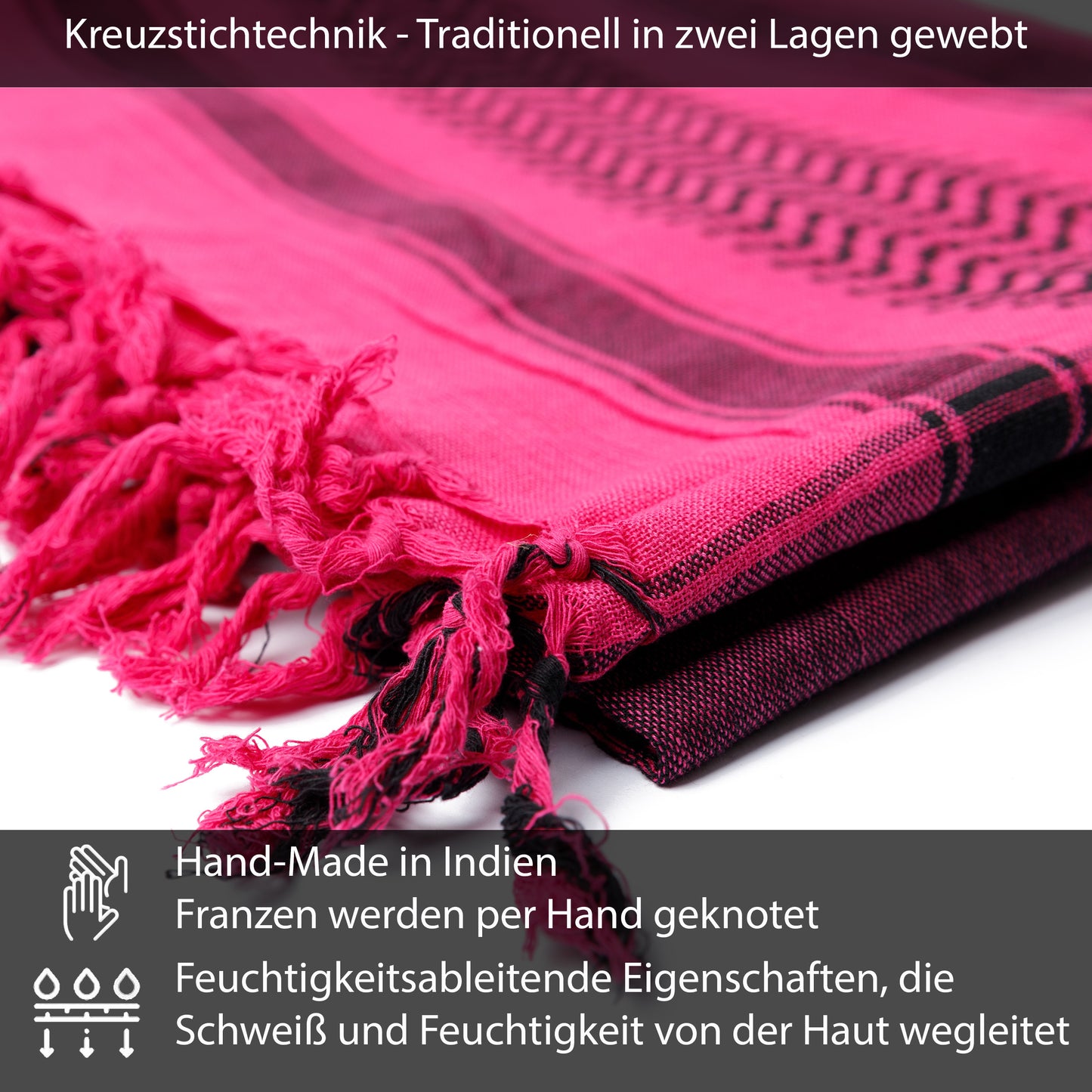 Palästinensertuch Shemagh Kufiya in Schwarz Pink
