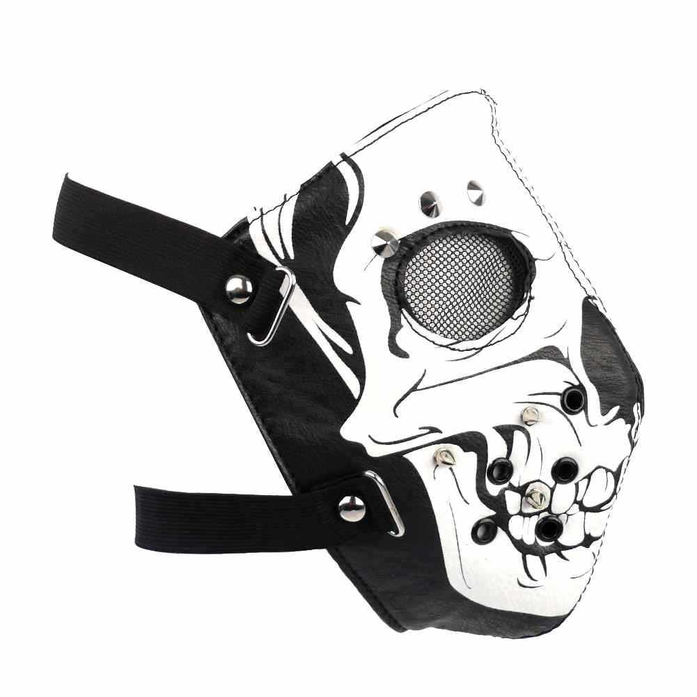Skelett Schädel Leatherette Nieten Maske