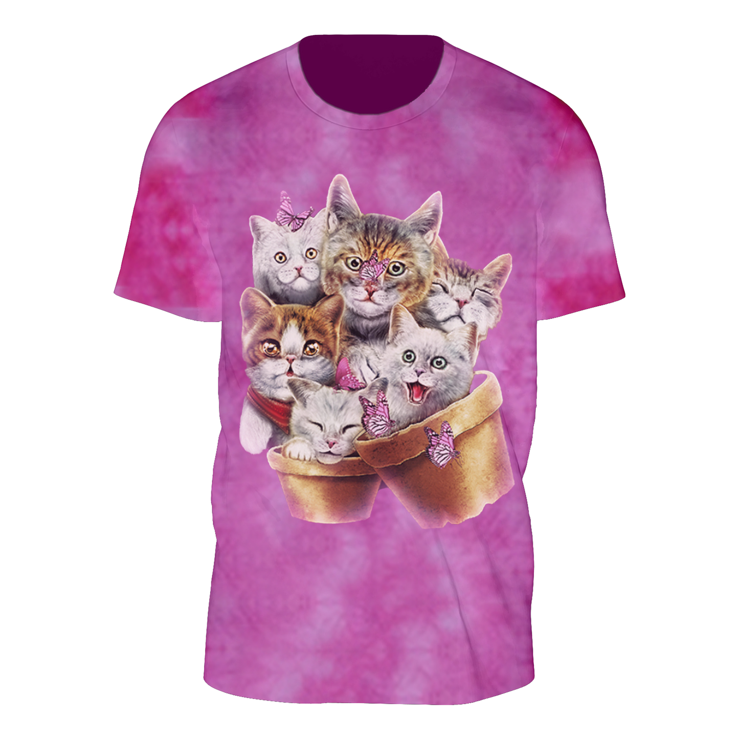 Wild Clothing Tie-Dye Rosa Katzen T-Shirt