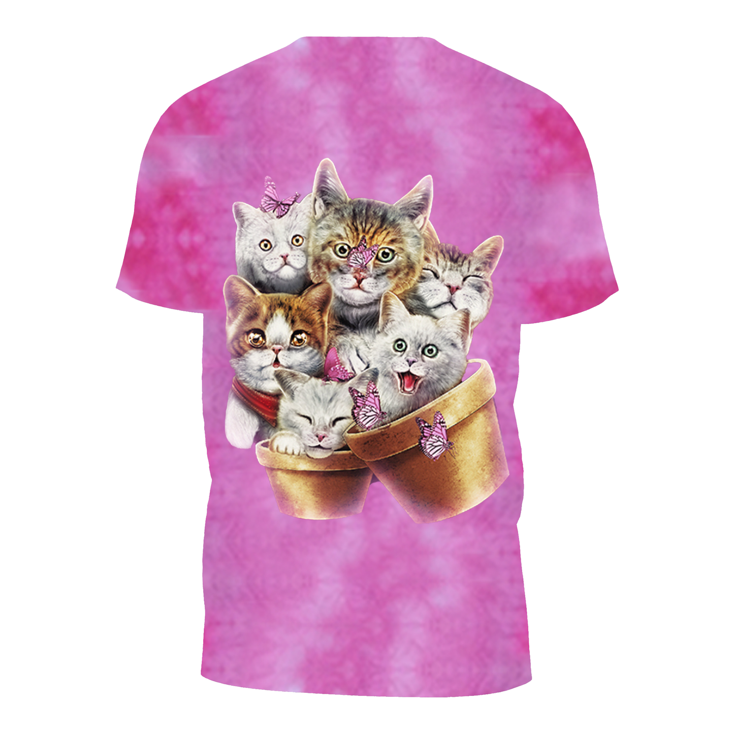 Wild Clothing Tie-Dye Rosa Katzen T-Shirt