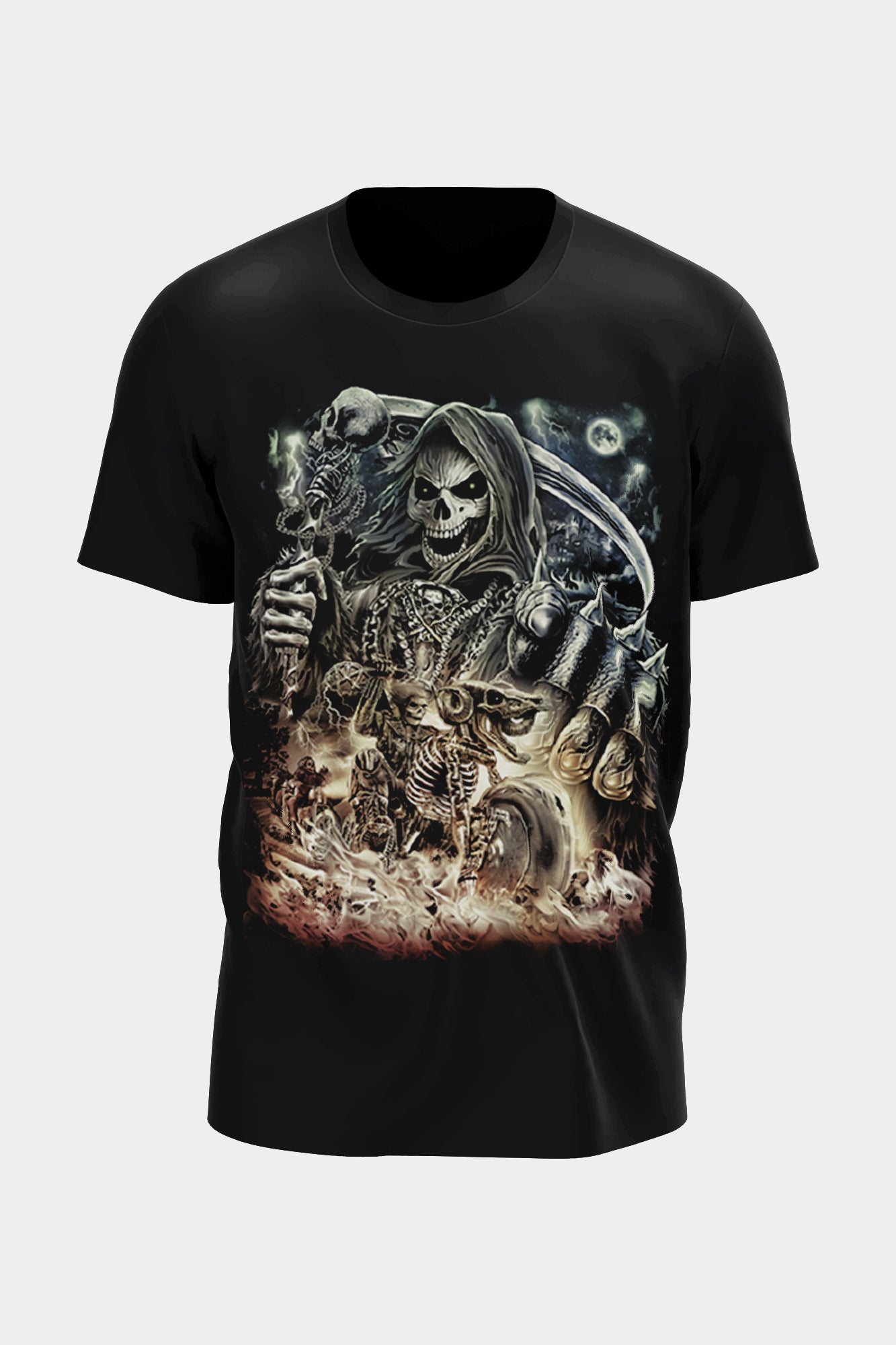Wild Clothing Death Biker im Feuer T-Shirt