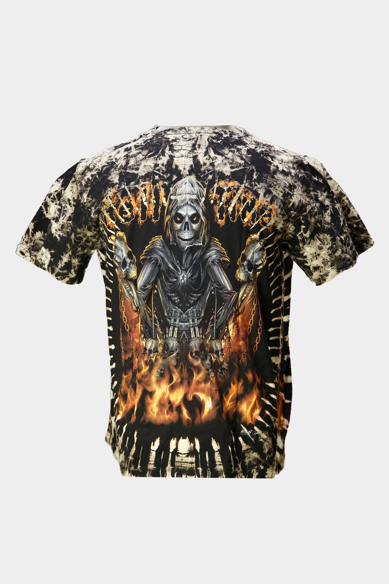 Wild Clothing Feuer Totenkopf-Reaper Biker Inferno Tie-Dye T-Shirt