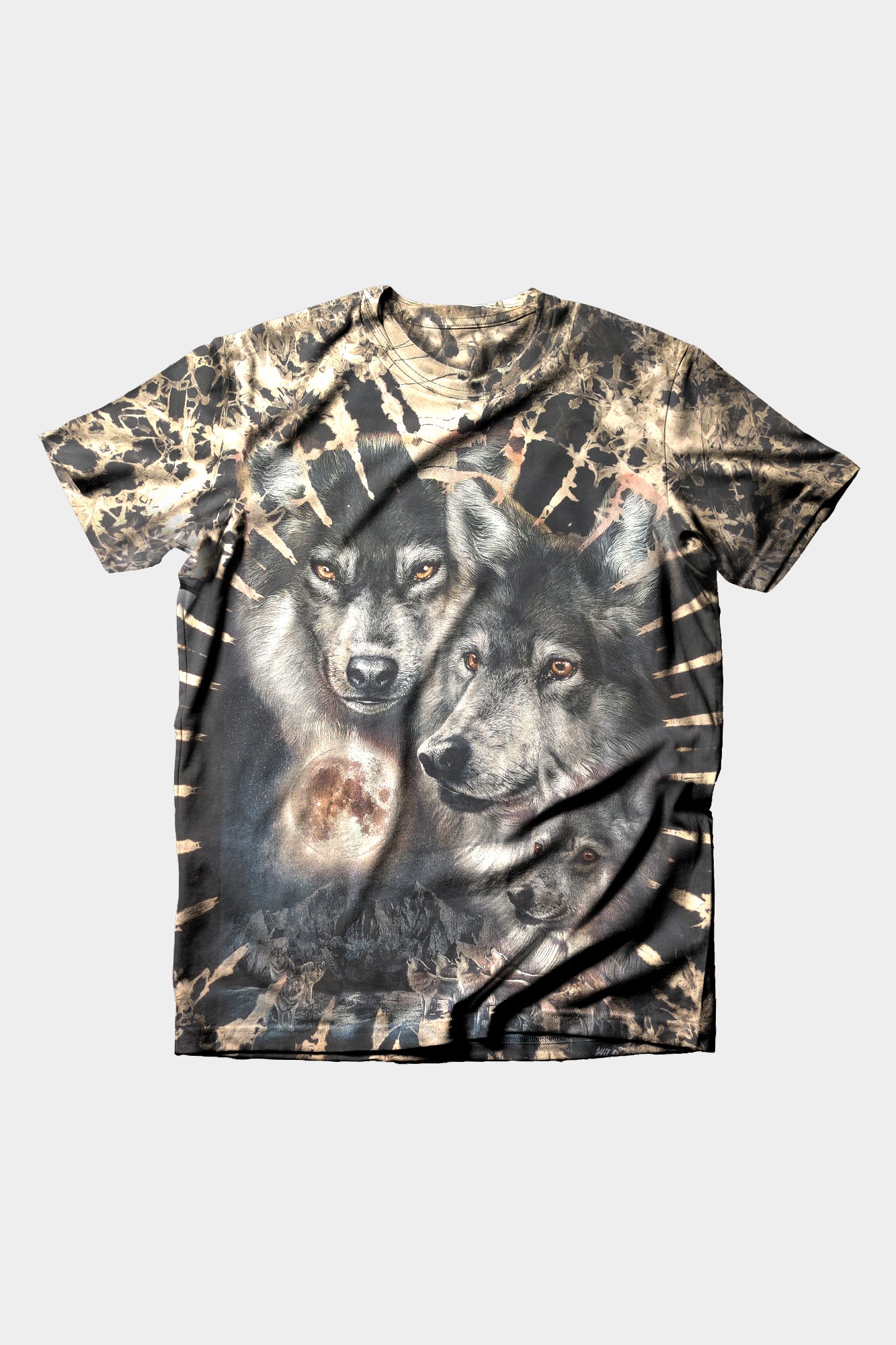 Wild Clothing Tie-Dye mit Wölfe mit Mond bei Nacht T-Shirt