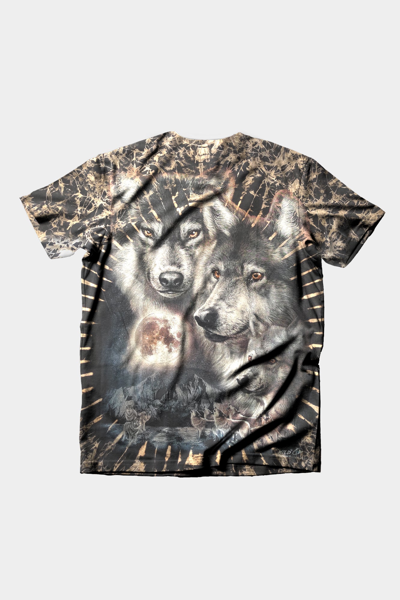 Wild Clothing Tie-Dye mit Wölfe mit Mond bei Nacht T-Shirt