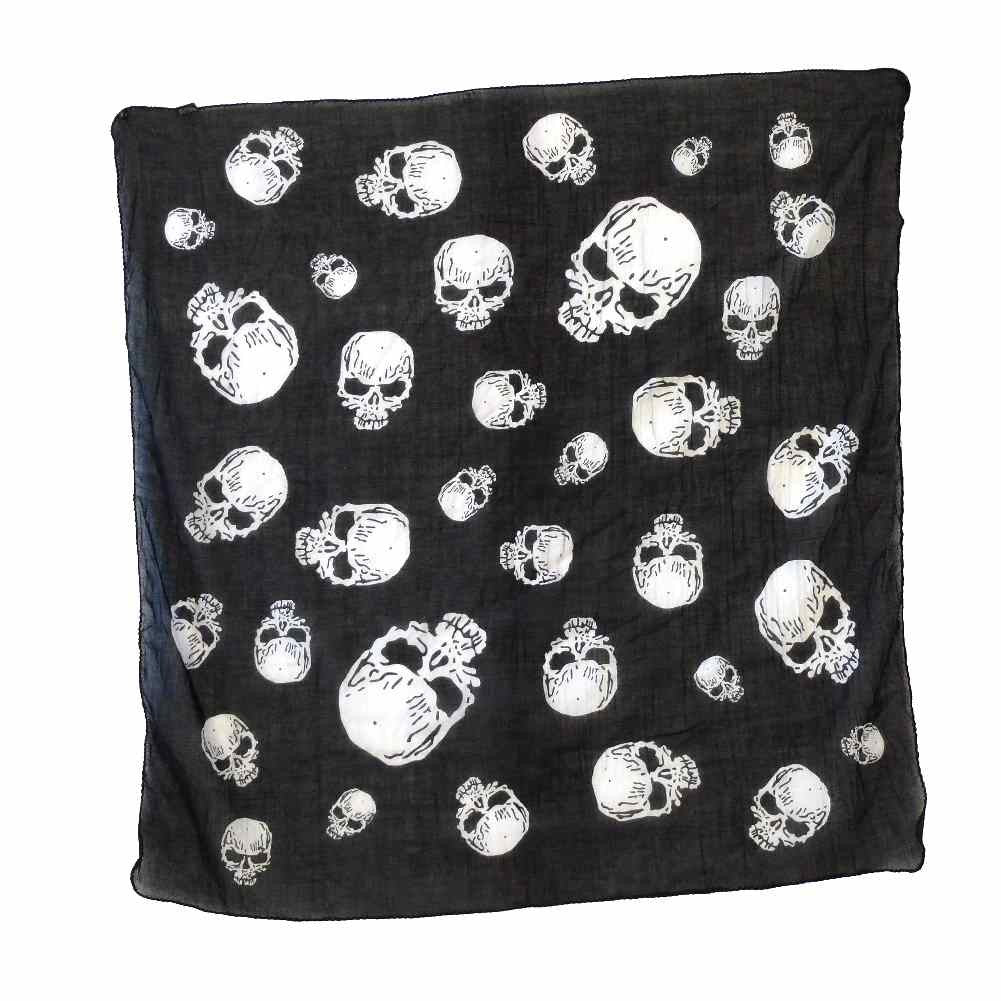 Baumwolltuch mit Schädel Muster in Schwarz Weiß