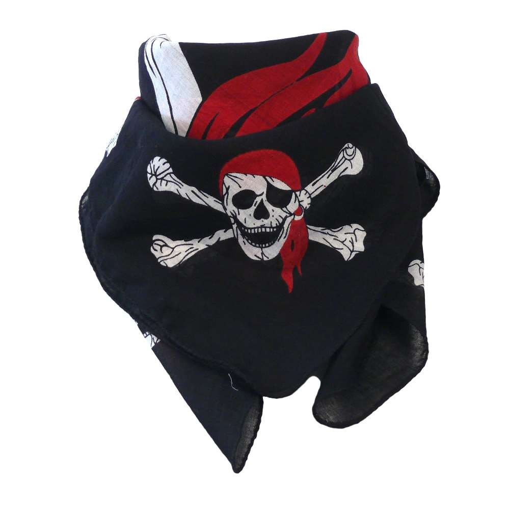 Baumwolltuch mit Piraten Muster in Schwarz Weiß