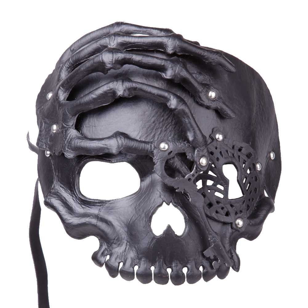 Halbschädel Maske mit der Hand - Schwarz