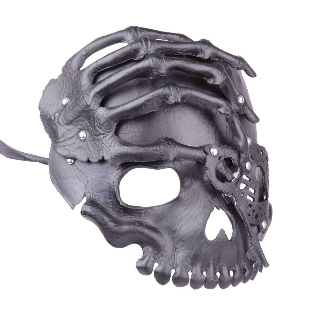 Halbschädel Maske mit der Hand - Schwarz