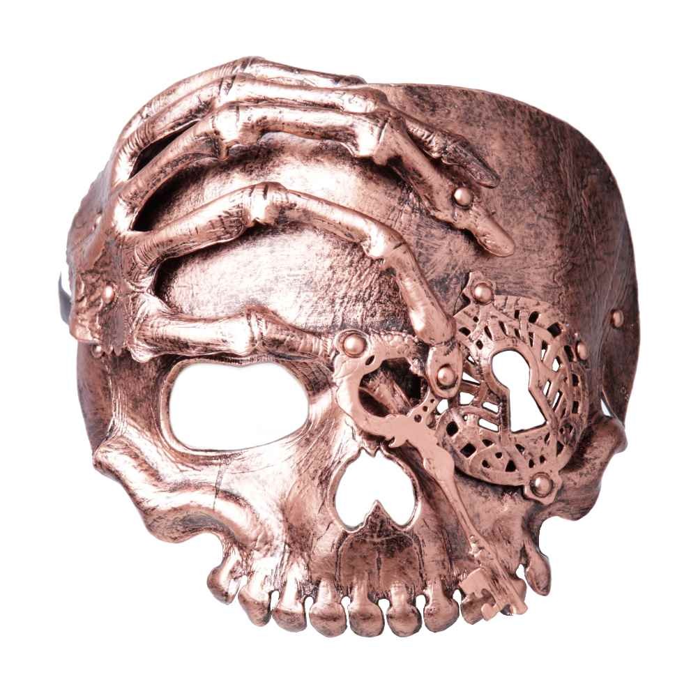 Halbschädel Maske mit der Hand - Bronze