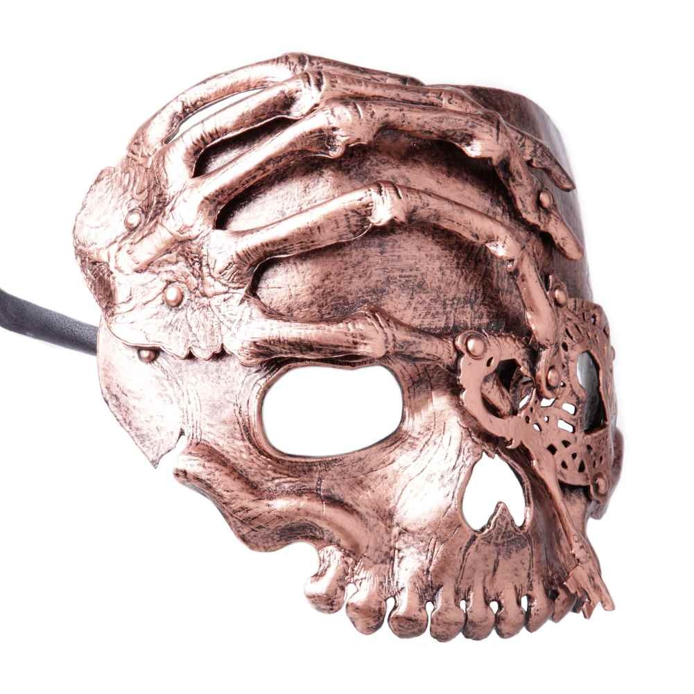 Halbschädel Maske mit der Hand - Bronze