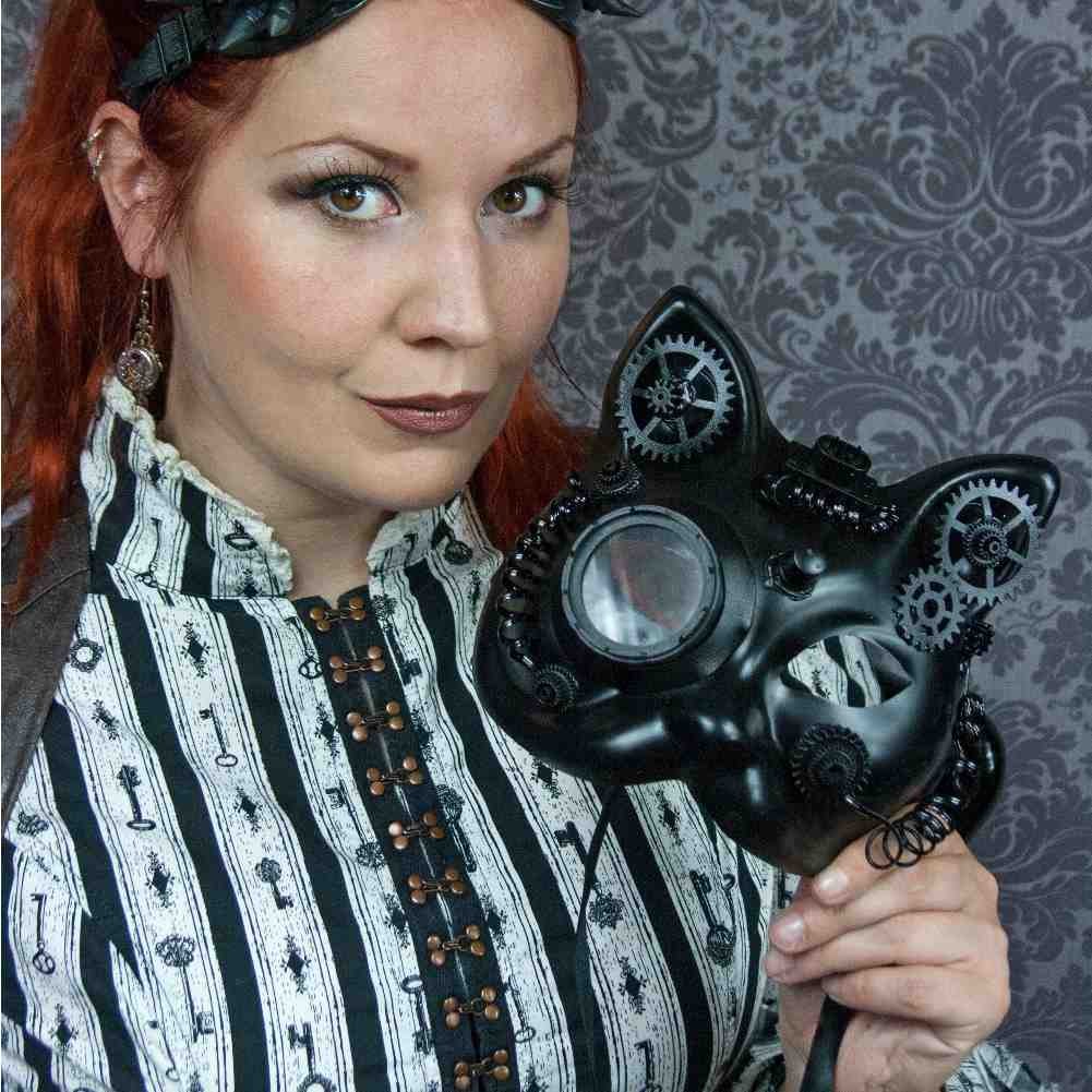 Binokular Steampunk Elektro Cat Maske