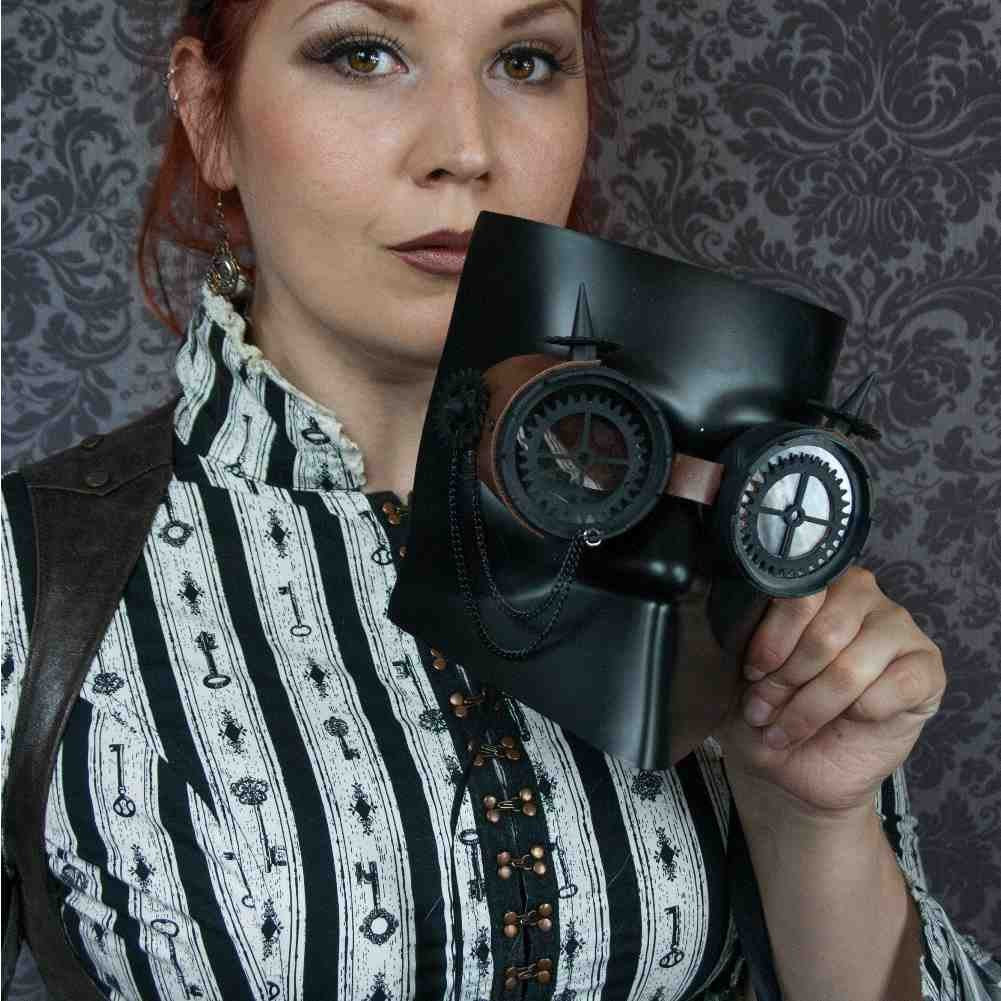 Venezianische Steampunk Maske Black Ball