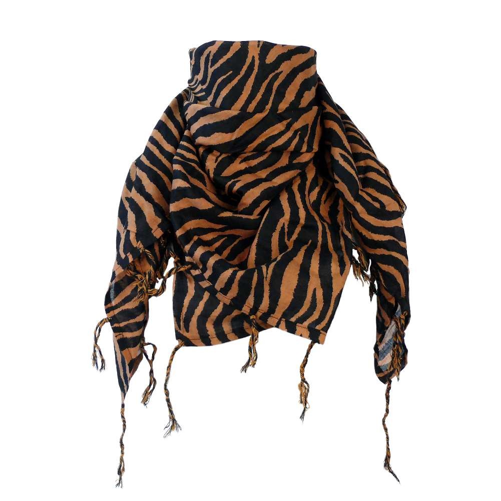 Zebra Baumwolltuch mit Fransen mit Braun Schwarzen Streifen
