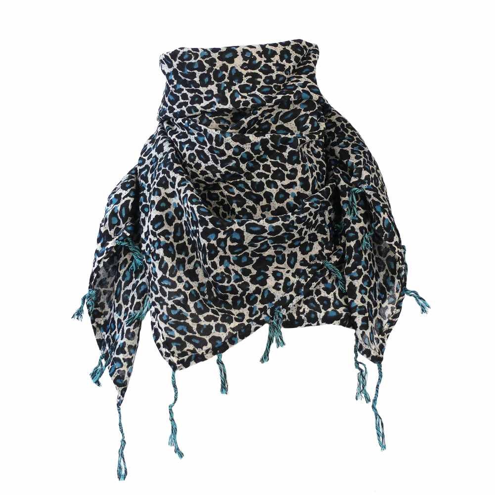 Baumwolltuch im Leoparden Design mit Fransen