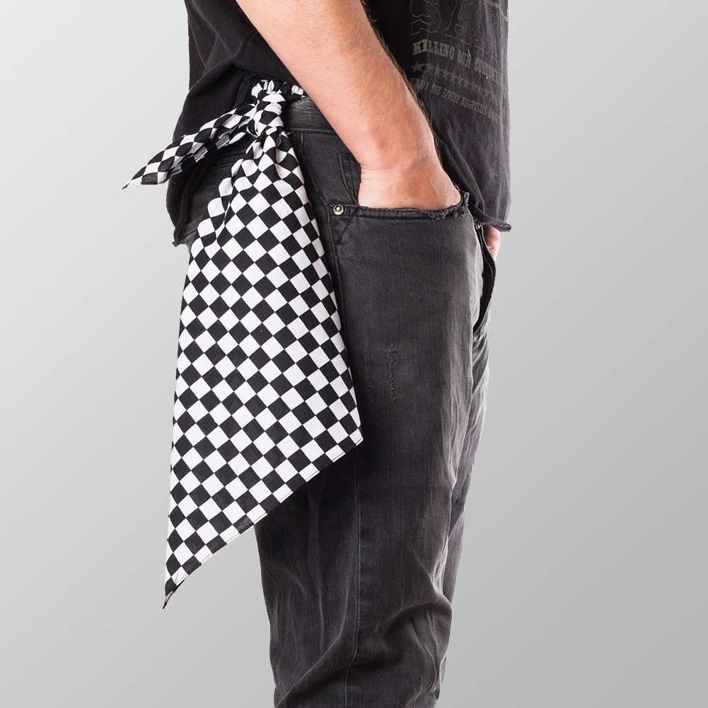 Bandana Halstuch Schwarz Weiß Kariert Schachbrett 55 cm x 55 cm