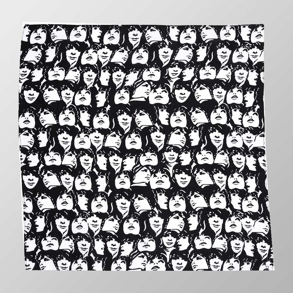 Bandana Halstuch Schwarz Streetwear Frauen Gesichter 55 cm x 55 cm