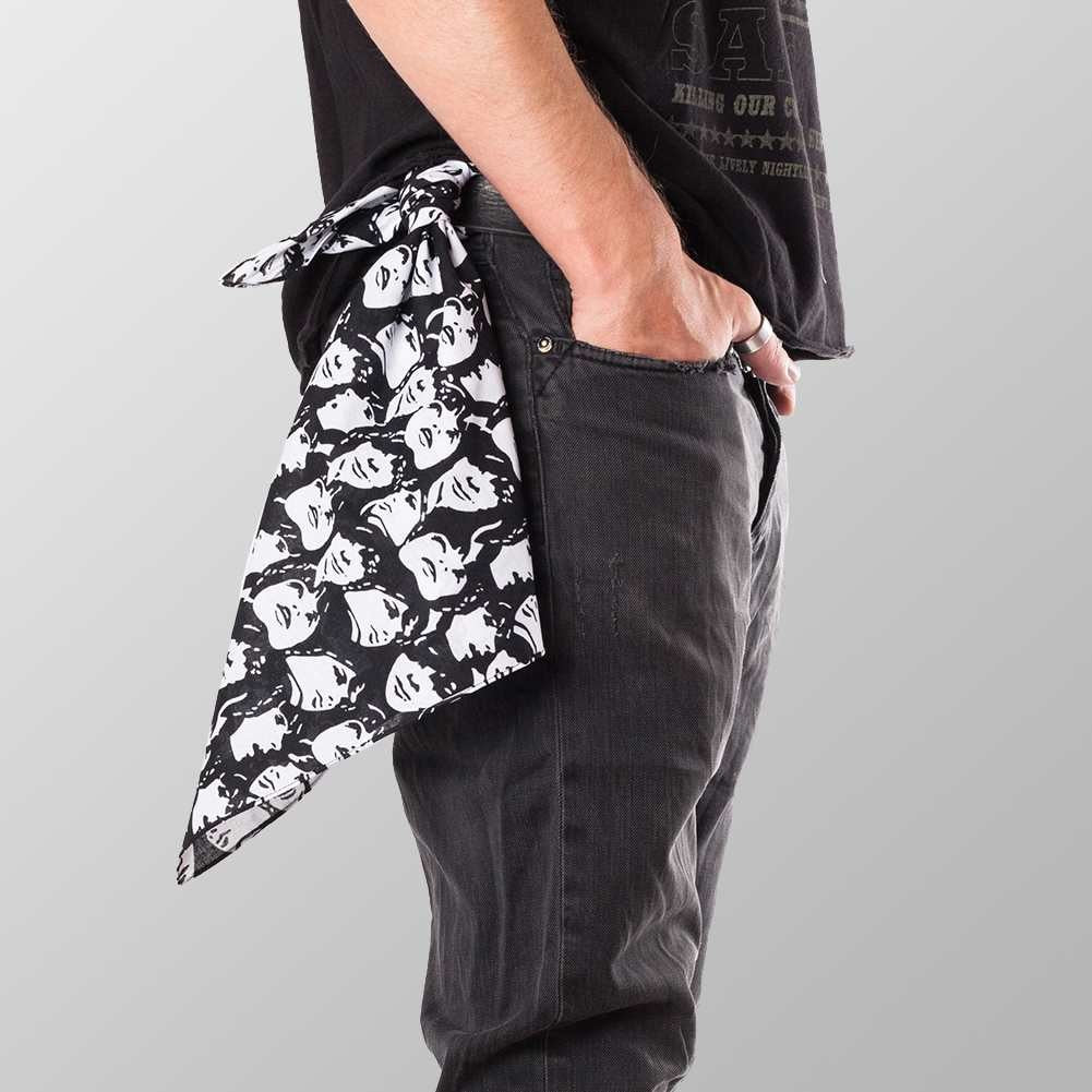 Bandana Halstuch Schwarz Streetwear Frauen Gesichter 55 cm x 55 cm