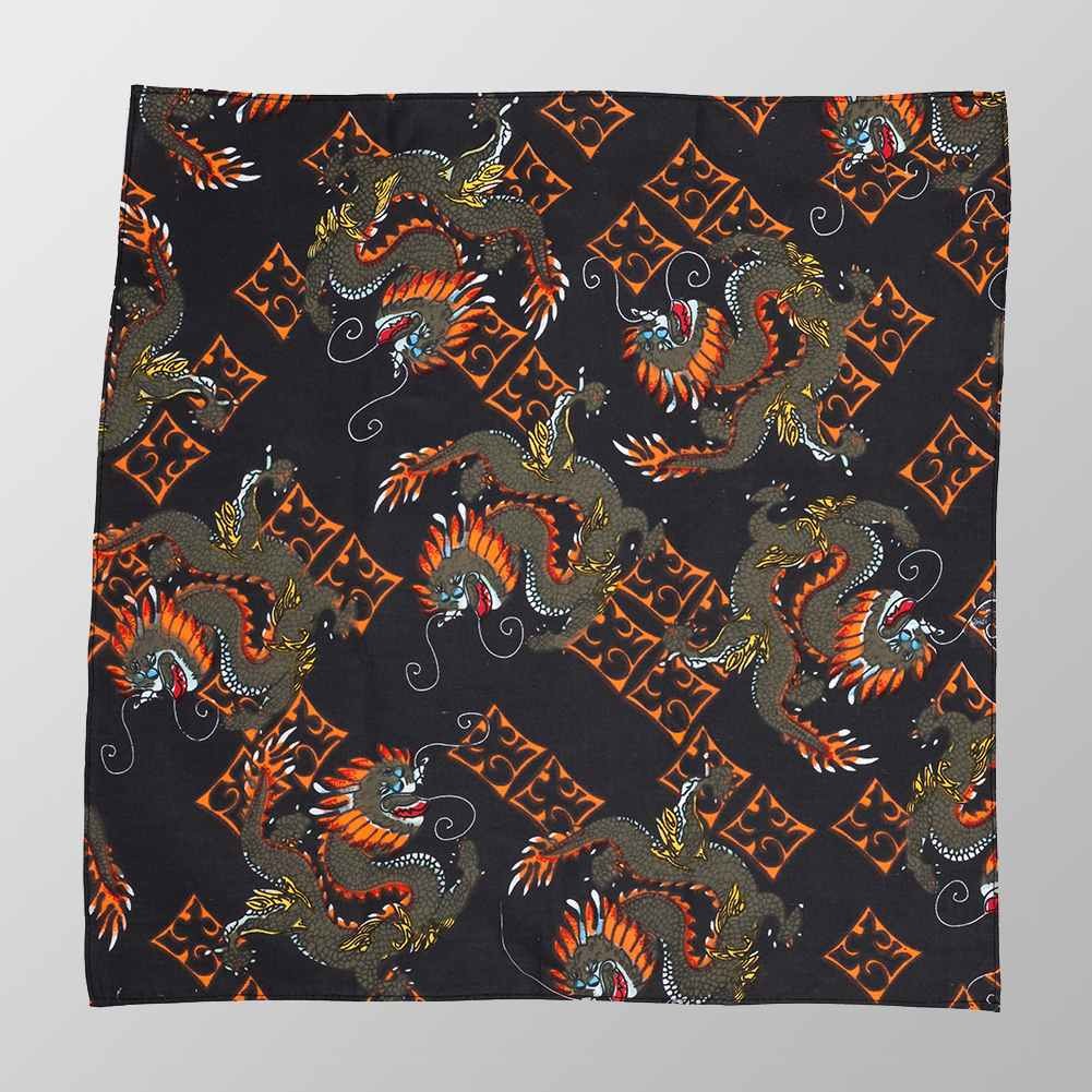 Bandana Halstuch Schwarz Chinesischer Drache 55 cm x 55 cm