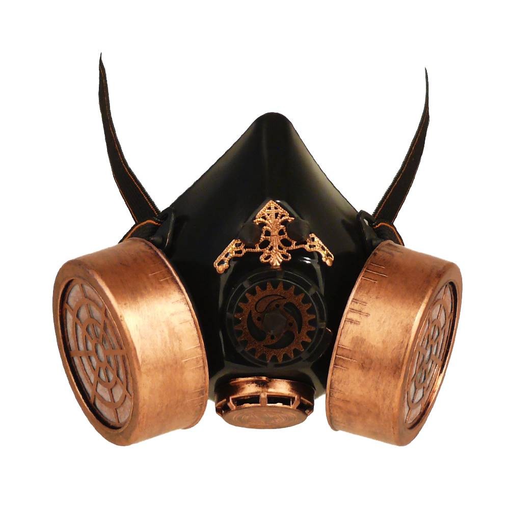 Steampunk Gasmaske mit Spikes und Zahnrädern Gasmaske Schwarz