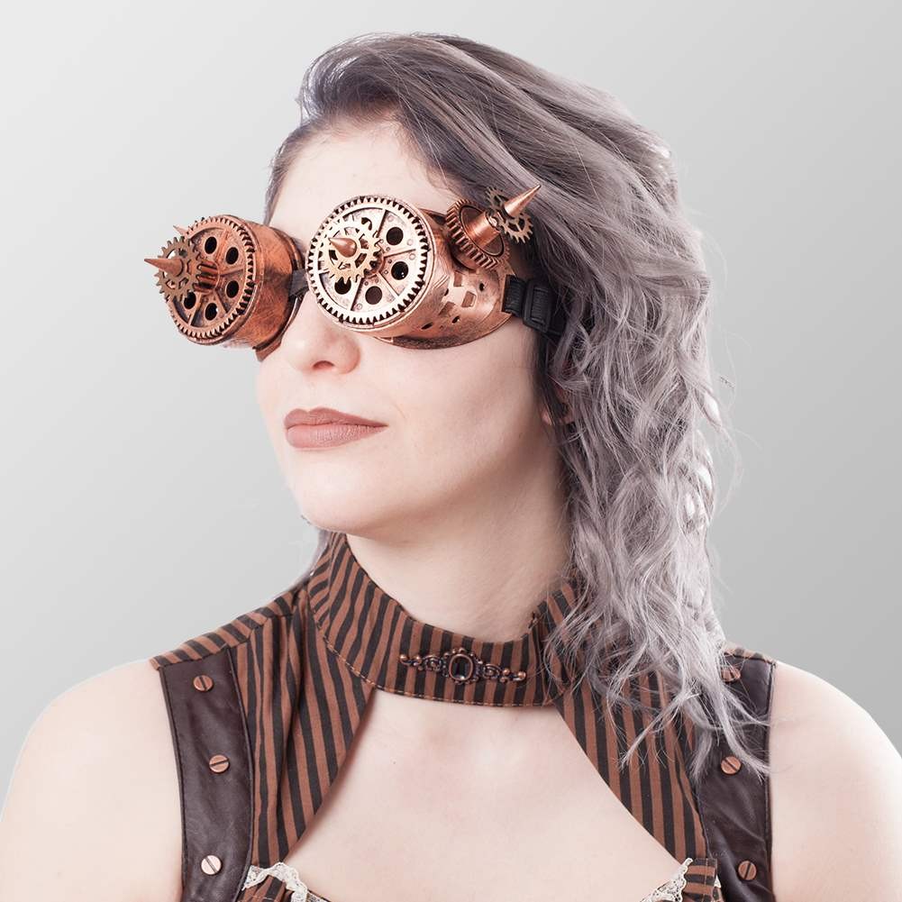 Brille mit Zahnrädern und Spitzen in Bronze