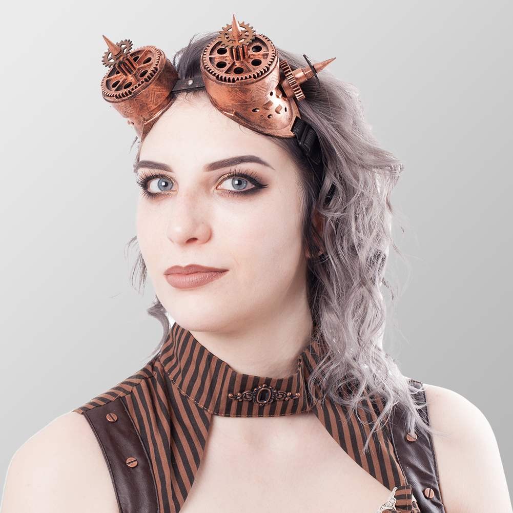 Brille mit Zahnrädern und Spitzen in Bronze