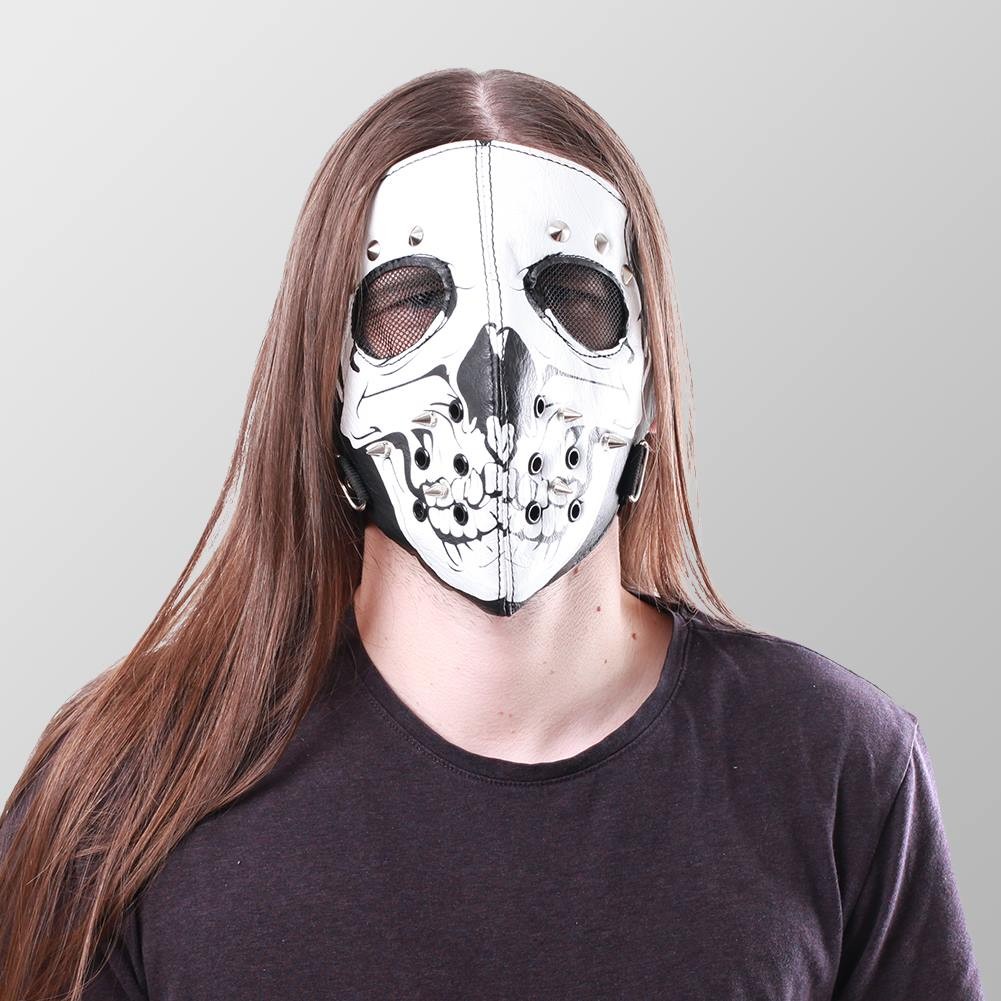 Skelett Schädel Leatherette Nieten Maske