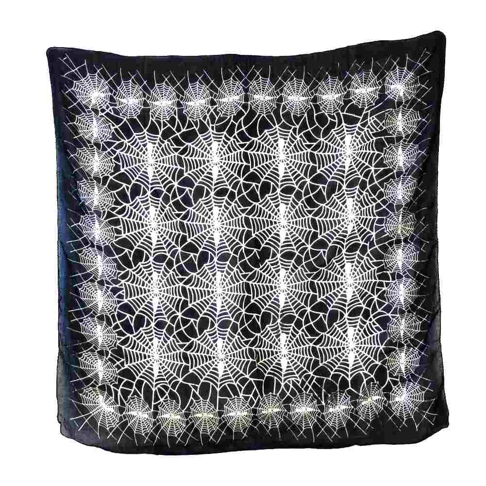 Baumwolltuch mit Ocult Spinnenweben Muster in Schwarz Weiß