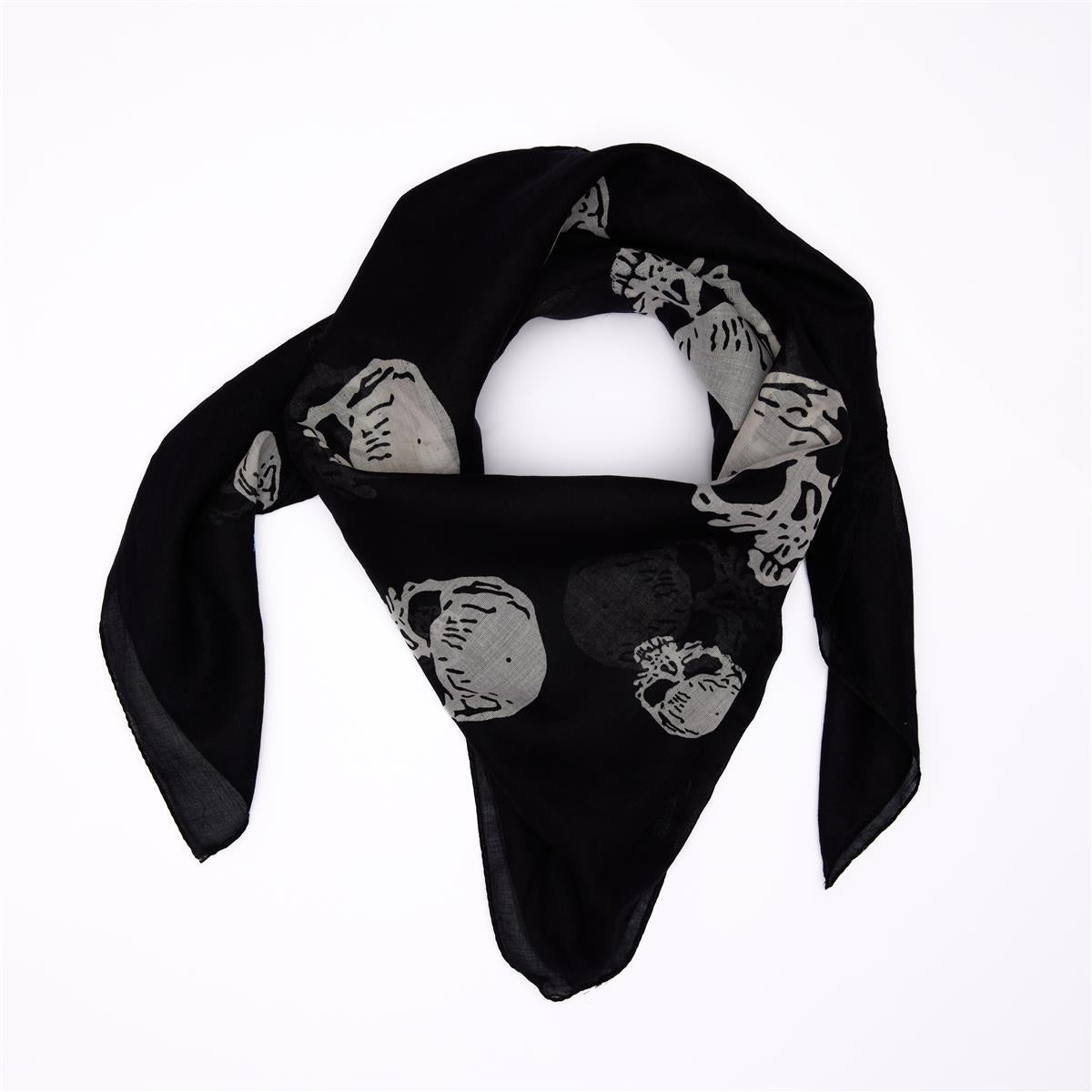 Baumwolltuch mit Schädel Muster in Schwarz Weiß