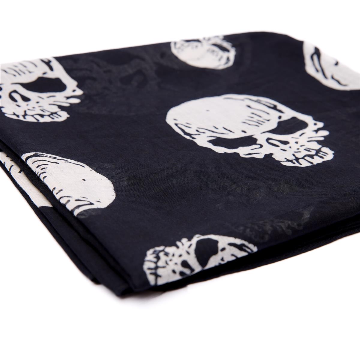 Baumwolltuch mit Schädel Muster in Schwarz Weiß
