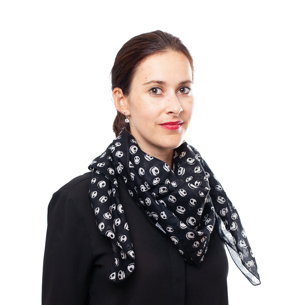 Baumwolltuch miit TNBC Jack Face Muster in Schwarz