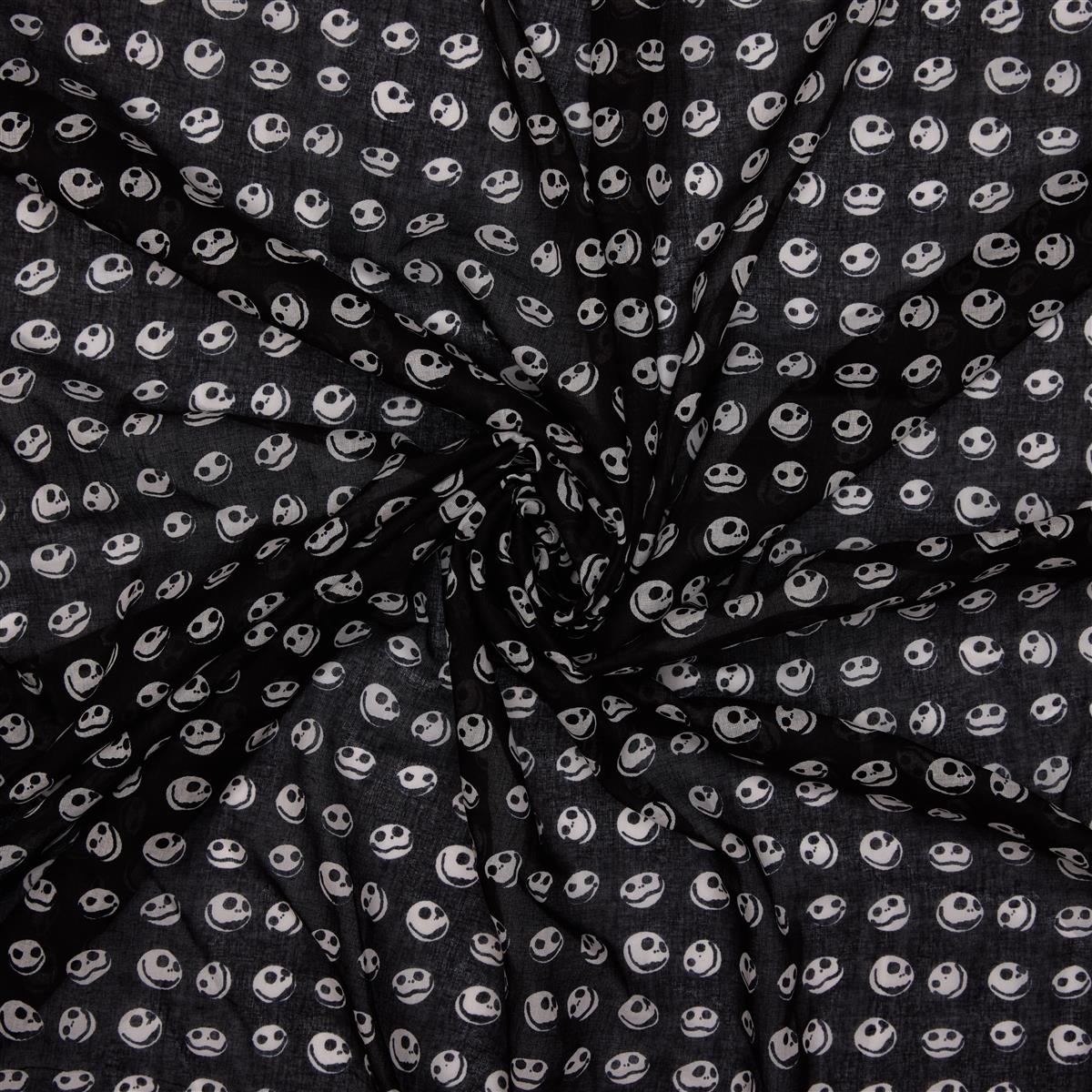 Baumwolltuch miit TNBC Jack Face Muster in Schwarz