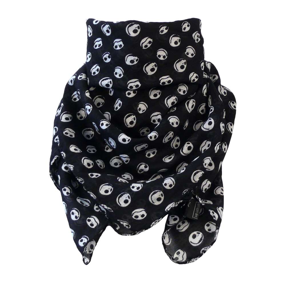 Baumwolltuch miit TNBC Jack Face Muster in Schwarz