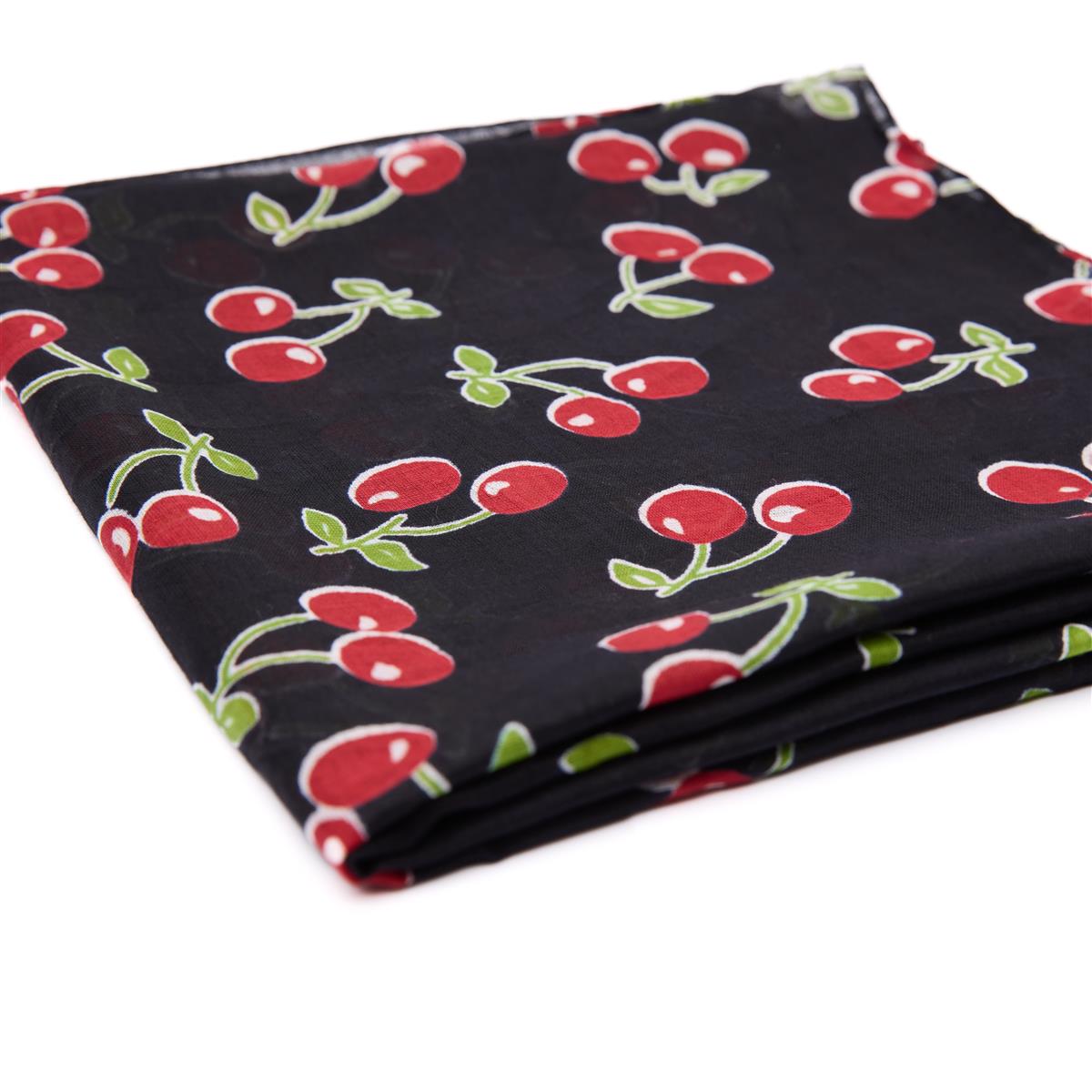 Baumwolltuch mit Kirsch Muster in Schwarz Rot