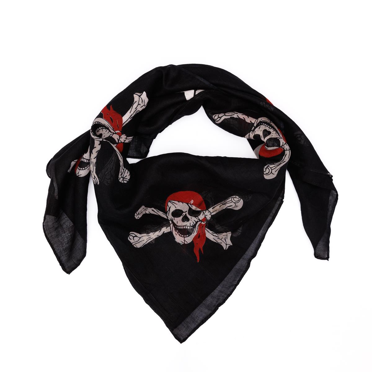 Baumwolltuch mit Piraten Muster in Schwarz Weiß