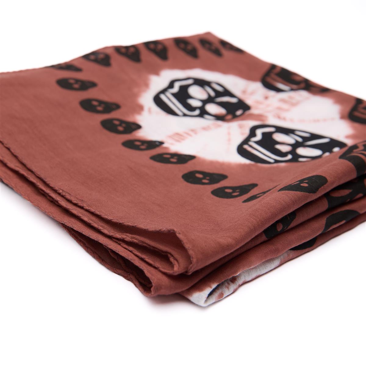 Baumwolltuch mit Batik Totenkopf Muster in Braun