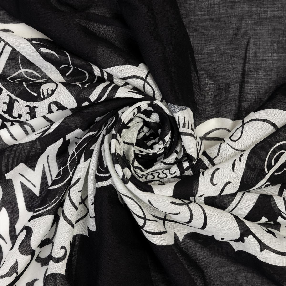 Baumwolltuch mit Ocult Ouija Spirit Board Muster in Schwarz Weiß