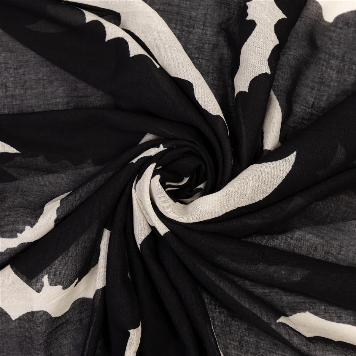 Baumwolltuch mit Occult Fledermaus Muster in Schwarz Weiß