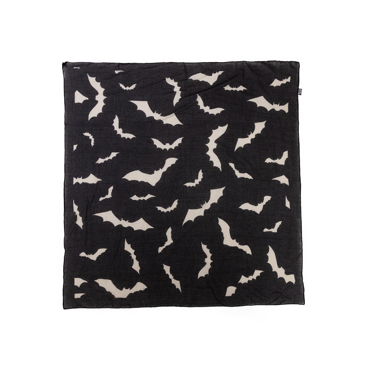 Baumwolltuch mit Occult Fledermaus Muster in Schwarz Weiß
