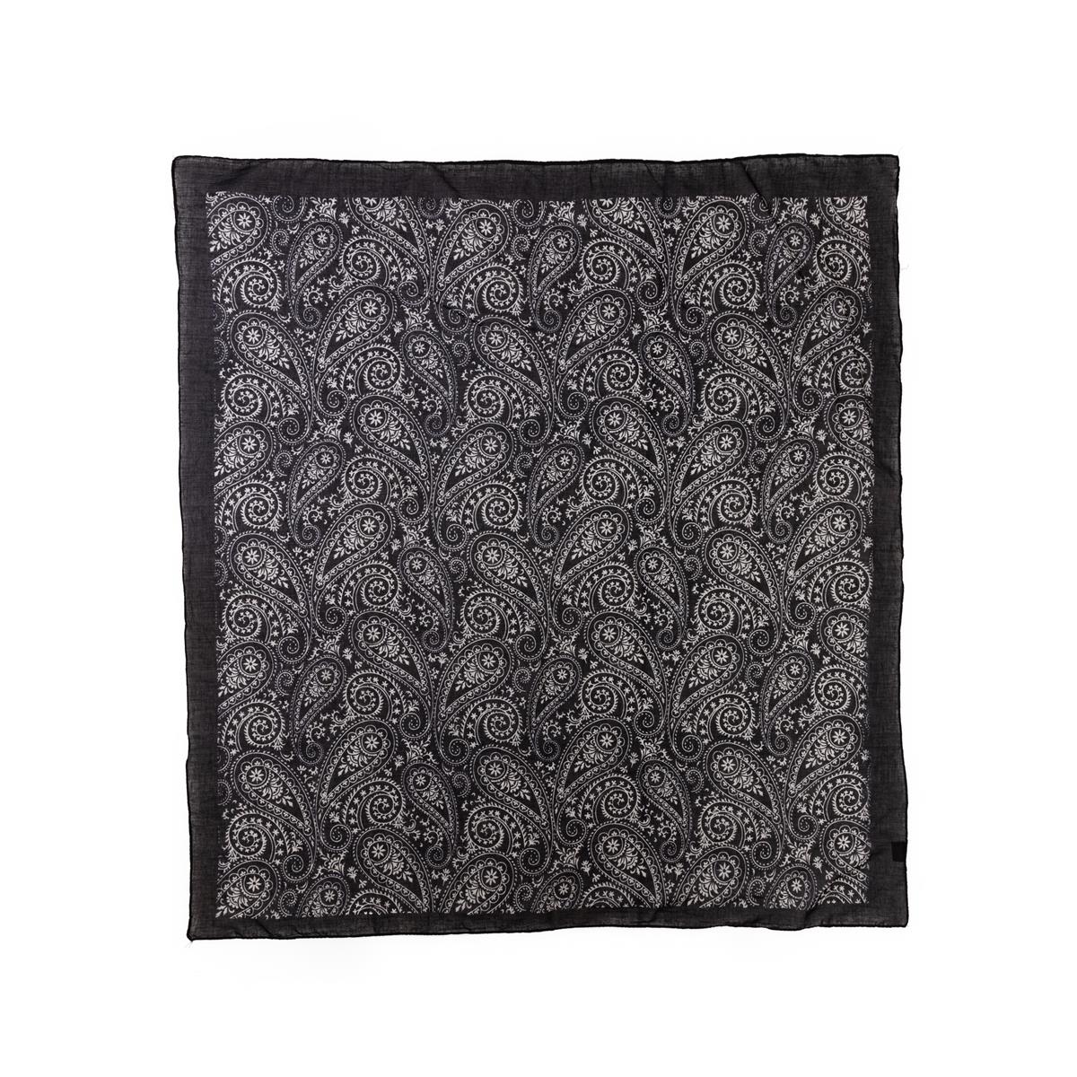 Baumwolltuch Premium Paisley in Schwarz Weiß