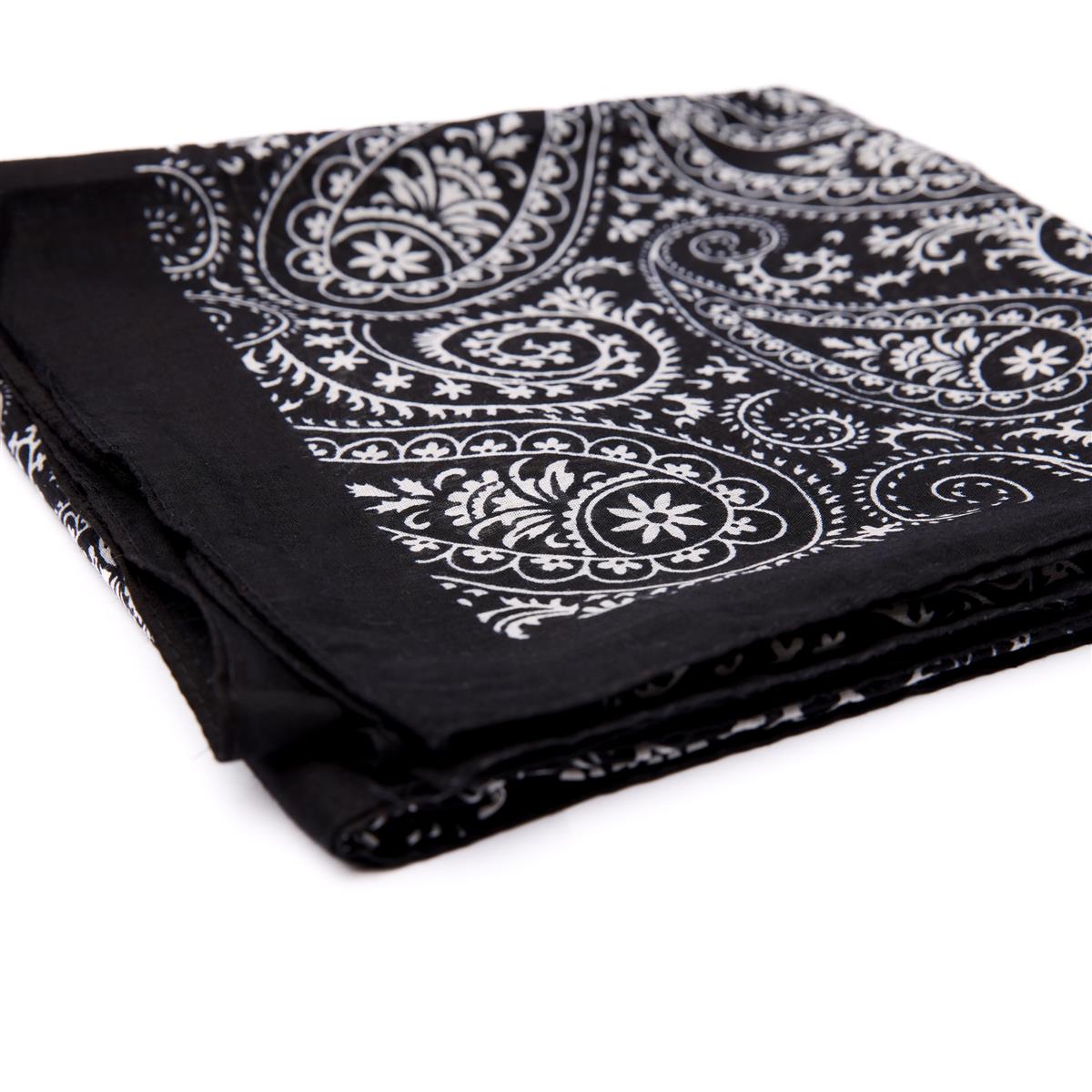 Baumwolltuch Premium Paisley in Schwarz Weiß